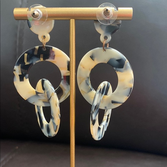 Acrylic Teardrop Earrings with Crystal Accents - Picture 2 of 6